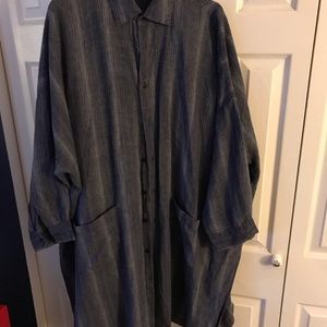 eskandar long blue striped linen shirt 2 (matching pants listed separately)